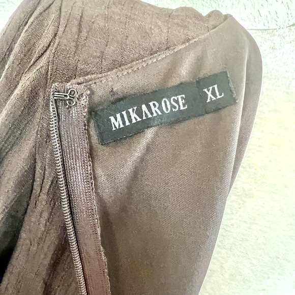 Mikarose The Charlie Large Tiered Midi Dress Brown Prairie V Neck Cottagecore - Picture 13 of 16